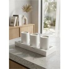Canseb Elegance Dekoratif 4'lü Tabaklı Beton Modern Mumluk ve Tealight Mumluk Hediyelik Dekorasyon Set (Tealight Mum Dahil Değildir)