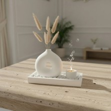 Canseb Elegance 3'lü Modern Vazo ve Mumluk Set (Tealight 5cm Mum Hediyeli)