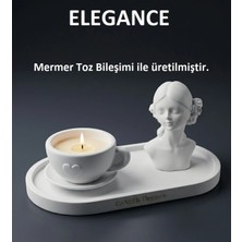 Canseb Elegance Üçlü Dekoratif Amaçlı Kahve Fincanı & Kız Obje Set