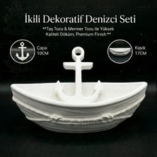 Canseb Elegance Ikili Premium Çapa Sandal Denizci Seti - Hediyelik, Gemici, Dümen, Kayık