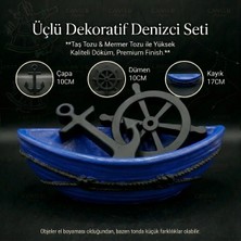 Canseb Elegance Üçlü Premium Denizci Seti - Hediyelik, Çapa, Dümen, Sandal, Kayık, Gemi