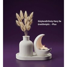 Canseb Elegance Özel Işçilik Hilal Mumluk & Pampas Vazosu Seti ( Tealight Mum Hediyeli )