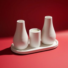 Canseb Elegance 4'lü Dekor Mumluk & Vazo Set (Mum Hediye) - Ekonomik Seri - Decor - Pinterest - Bohem - Iskandinav Tarzı - Vazo - Dekoratif Vazo - Obje - Biblo - Heykel - Hediyelik - Dekor Obje