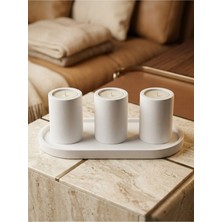 Canseb Elegance 4lü 25CM Beton Oval Tabaklı ve Tealight Mumluk Hediyelik Dekoratif Set (Tealight Mum Dahil Değildir)