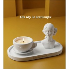 Canseb Elegance Üçlü Dekoratif Amaçlı Kahve Fincanı & Kız Obje Set
