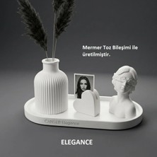 Canseb Elegance Dörtlü Fotoğraf Tutucu, Pampas Vazosu & Kız Dekoratif Obje Seti Fotoğraf Standlı