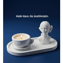 Canseb Elegance Üçlü Dekoratif Amaçlı Kahve Fincanı & Kız Obje Set