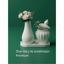 Canseb Elegance 13CM Çiçek Vazosu & Sivri Kapaklı Saklama Kabı Dekoratif Seti