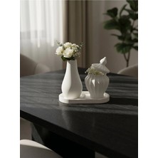 Canseb Elegance 3'lü Dekoratif Set - Sivri Kapaklı Saklama Kutusu & Vazo - Hediyeli - Obje - Dekor - Biblo - Bohem