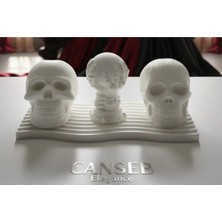 Canseb Elegance 4'lü Kuru Kafa - Skull & Devil Hand Dekor Set - Taş Tozu Beton
