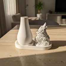 Canseb Elegance 3lü Lüks Bozkurt Heykeli ve Vazo Seti Premium Set