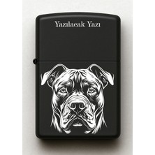 UltraMint Pit Bull Terrier Desenli Kişiye Özel Siyah Metal Çakmak
