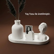 Canseb Elegance Dörtlü Fotoğraf Tutucu, Pampas Vazosu & Kız Dekoratif Obje Seti Fotoğraf Standlı