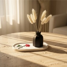Canseb Elegance 2li Renkli Gül Desenli Tepsi & Pampas Vazosu Seti Dekoratif Set