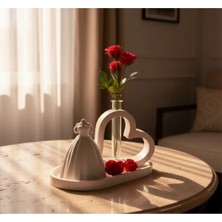 Canseb Elegance 3lü Gelinlik Heykeli & Vazo Seti Büyük Tepsili Premium Set