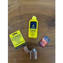 UltraMint Gümüş Renkli 80 ml Benzinli Çakmak Seti, Kapaklı, Çakmaktaşı ve Fitil Hediye