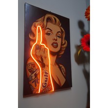Eker Reklam Ajansı Neon Led'li Asi Kadın Pop Art Tablosu | Dekoratif Işıklı Vinil Tablo