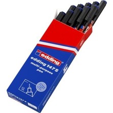 Edding E-147S Mavi Silgili Asetat Kalemi 10'lu Metal Çerçeveli Yuvarlak Uçlu Kalemler