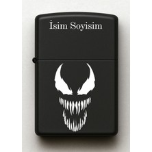 UltraMint Venom Desenli Kişiye Özel Siyah Metal Çakmak, Benzinli, Şık ve Kullanışlı