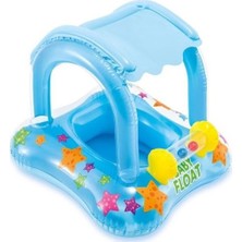 Intex 81*66 cm Gümüş Renk Gölgelikli Baby Float Su Yüzücüsü Dayanıklı Vinil Malzemeden Üretim