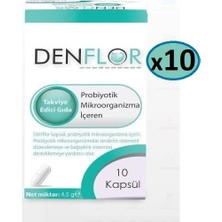 Denflor Probiyotik 10 Kapsül - 10 Kutu Takviye Edici Gıda İçeren Mikrobiyal Destek