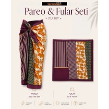 Tarzını Seç Premium Akdeniz Esintisi Desenli 2’li Pareo ve Fular Seti 150X95 cm / 70X70 cm
