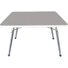 Toysan Katlanır Plaj Kamp Sehpa Masa Beyaz Ahşap ve Metal Malzeme ile 45X60 Ebatlarda