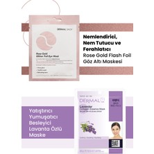3 Katmanlı Rose Gold Göz Maskesi ve Yatıştırıcı, Pürüzsüzleştirici, Besleyici Lavanta Özlü Kolajen Maske Seti 2 Adet