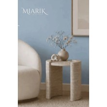 Miarik Design Traverten Deka Geçmeli Oyuk Yan Sehpa
