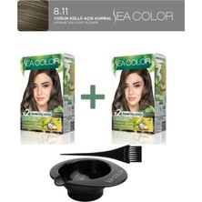 Sea Color 2'li Naturaleffect Set Boya Amonyaksız 8.11 Yoğunküllü Açıkkumral, Boya Tası, Fırça Hediye!