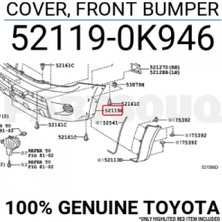 TŞT Toyota Hilux Ön Tampon Sis ve Dodik Delikli 2004- (Oem No:  521190K946)
