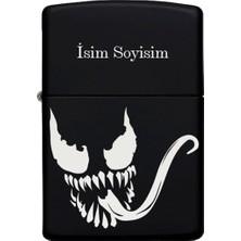 UltraMint Venom Desenli Kişiye Özel Isimli Siyah Metal Benzinli Çakmak