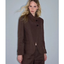 İpekyol Yüksek Yaka Keten Blazer  IS1260106075074