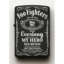 UltraMint Özel Tasarımlı Siyah Metal Benzinli Çakmak, Foo Fighters Temalı
