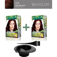 Sea Color 2'li Natural Effect Set Boya Amonyaksız 4.6 Kestane Kızılı, Boya Tası ve Fırça Hediye!