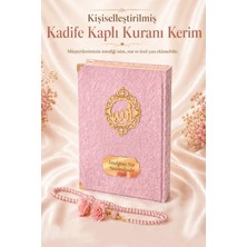 İhvan Online Hediyelik Kadife Kaplı Isme Özel Arapça Orta Boy Kuranı Kerim Pembe