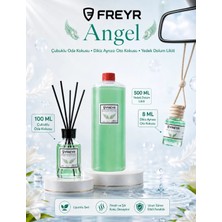 Freyr Oda ve Oto Kokusu Angel Premium Seti - 500 ML Yedek Dolum Likiti + 100ml Çubuklu + 8ml Araç Kokusu