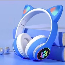 GUNKES Kedi Kulaklık Rgb Işıklı Bluetooth 5.0 Kulaklık Kablosuz Extra Bass Kart Girişli Cat Mikrofonlu STN28