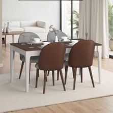Adore Mobilya Milano Açılır Yemek Masası - Vizon/zebra 160-200X78X90 cm
