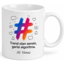Tupya Gift Hashtag Simgesi Çizimli Sosyal Medya Fenomenlerine Trend Kupa Bardak Hediye