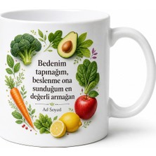 Tupya Gift Dünya Beslenme Günü Sağlıklı Gıda Temalı Özel Tasarım Porselen Kupa Bardak Hediye
