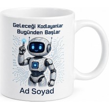 Tupya Gift Robot Çizimli Yapay Zeka Temalı Teknolojik Kupa Bardak Hediye