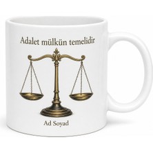 Tupya Gift Avukatlara Özel Adalet Terazisi Baskılı Hediye Kupa Bardak Avukat Hediyesi