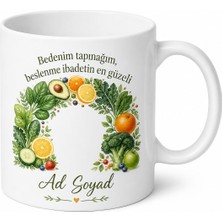 Tupya Gift Dünya Beslenme Günü Sağlıklı Gıda Temalı Özel Tasarım Porselen Kupa Bardak Hediye