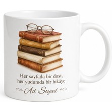 Tupya Gift Isme Özel Kitap Arkadaşım Yazılı Kupa Bardak Kitapsever Hediye