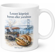 Tupya Gift Balık Ekmekçiye Özel Tasarım Kupa Eminönü Boğaz Köprüsü Izgara Balık Hediye Bardak