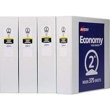 Uravas Store Avery 5 cm Economy View 3 Halka Bağlayıcı, Yuvarlak Halka, 8.5" x 11" Kağıt Tutar, 4 Beya