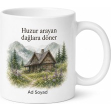 Tupya Gift Yayla Evi Temalı Kişiye Özel Baskılı Kupa Bardak Hediye