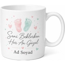 Tupya Gift Bebek Bekleyen Anne Için Özel Tasarım Seramik Baskılı Kupa Bardak Anne Adayı Hediyesi