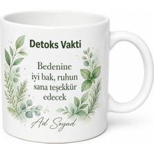 Tupya Gift Detoks Vakti Yazılı Sağlıklı Yaşam Tasarımlı Seramik Kahve Kupası Hediye